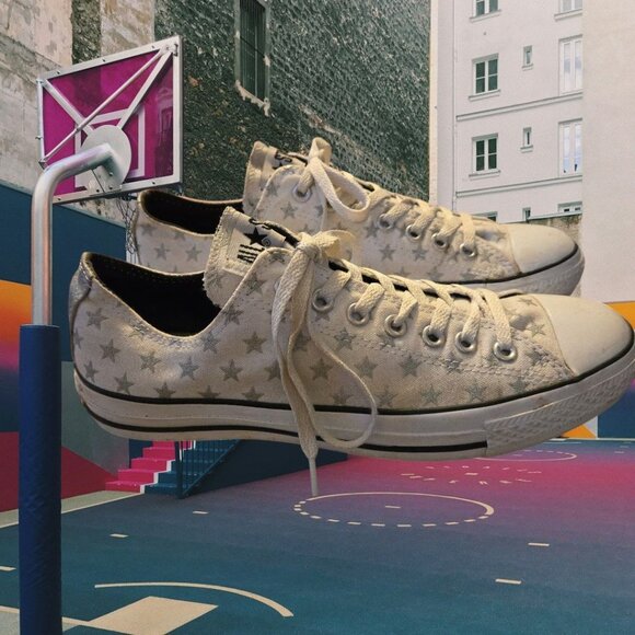 Converse All Stars Chuck Taylor 104533F Unisex M9 W11 Low Top White Silver - Picture 3 of 8